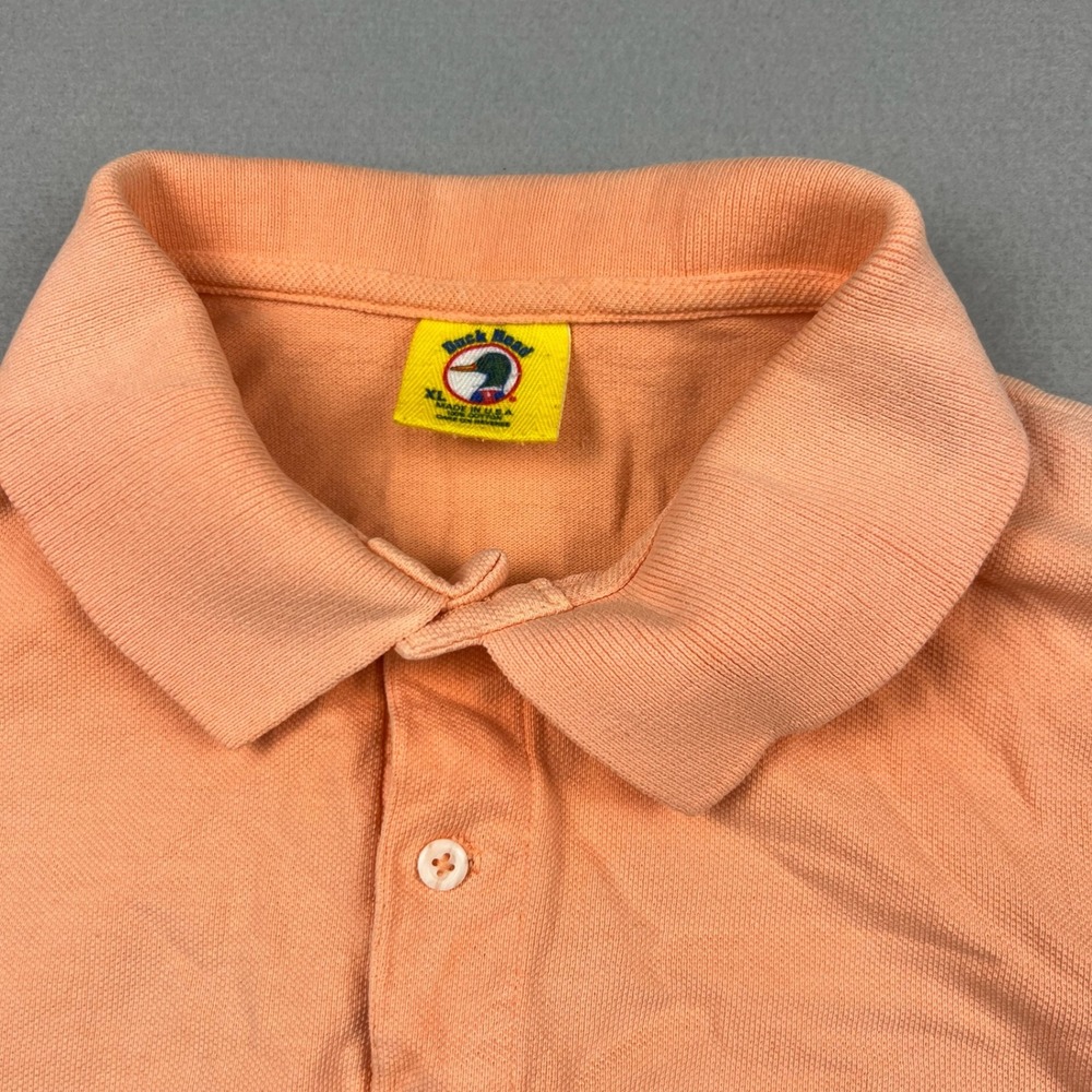 Vintage Duck Head Men XL Sunkissed Orange Solid Pique Polo Shirt Made in USA 90s - Picture 2 of 7